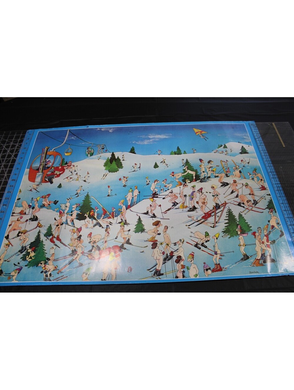 Vtg Skier's Paradise 1977 Roger Blachon Holland Nude Skiing Funny Poster 24x36